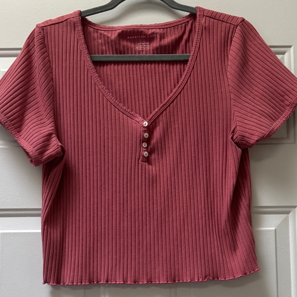 American Eagle Outfitters Ribbed Mauve Crop Top
